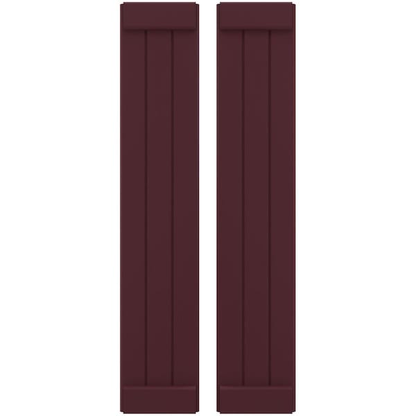 Ekena Millwork Americraft 3-Board Exterior Wood Joined Board-n-Batten Shutters w/ End Batten, ARW103BB311X77WRH, PR ARW103BB311X77WRH - main
